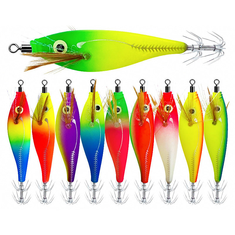 Glow Squid Jig with Rattle, Horizontal Shrimp, 8.5–9.5 cm