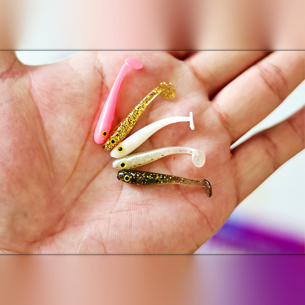 Mini T-Tail Grub Soft Bait, 3.5 cm (1.4 in), Jig Heads