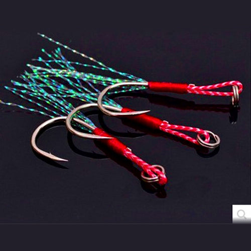 Barbed Single Hooks for Metal Jigs, Black, Sizes 12/14/16
