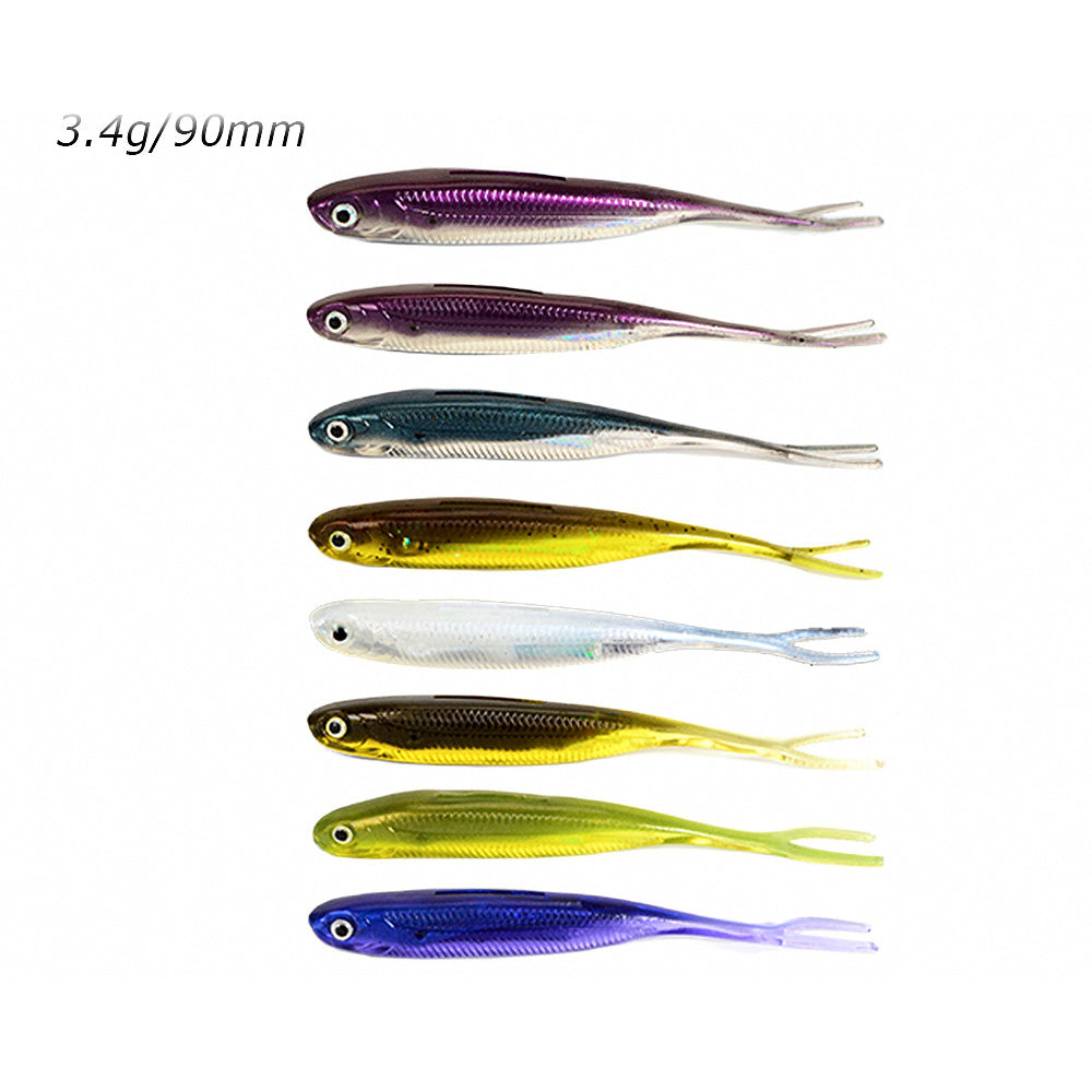 Forked Tail Soft Plastic Lures, 90 mm (3.5 in), 8-Pack