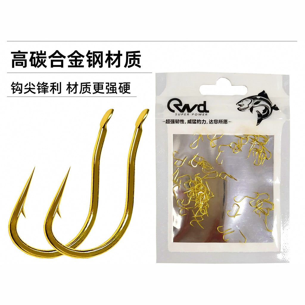 Bulk Crank-Shank Fishing Hooks, High-Carbon Steel, Sizes 3–8