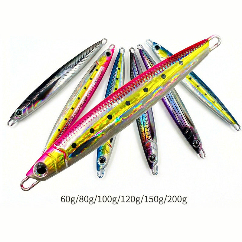 Long Cast Metal Jig, 60–200 g (2.1–7.1 oz), 3D Fish Print
