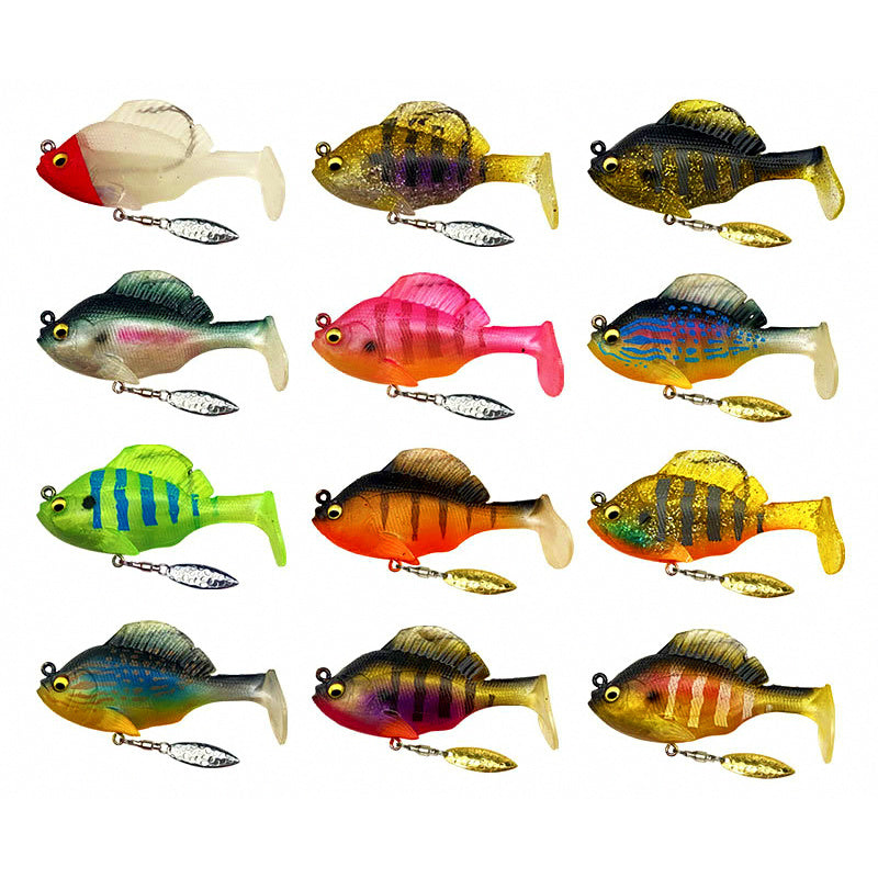 Soft Lead Head Swimbait, Spinner Blade, T-Tail, 10–24 g