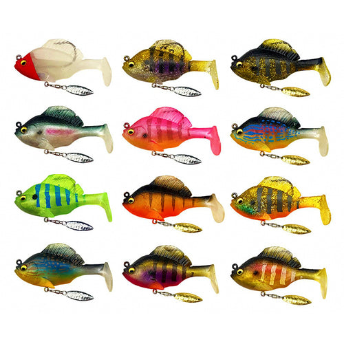 Soft Lead Head Swimbait, Spinner Blade, T-Tail, 10–24 g