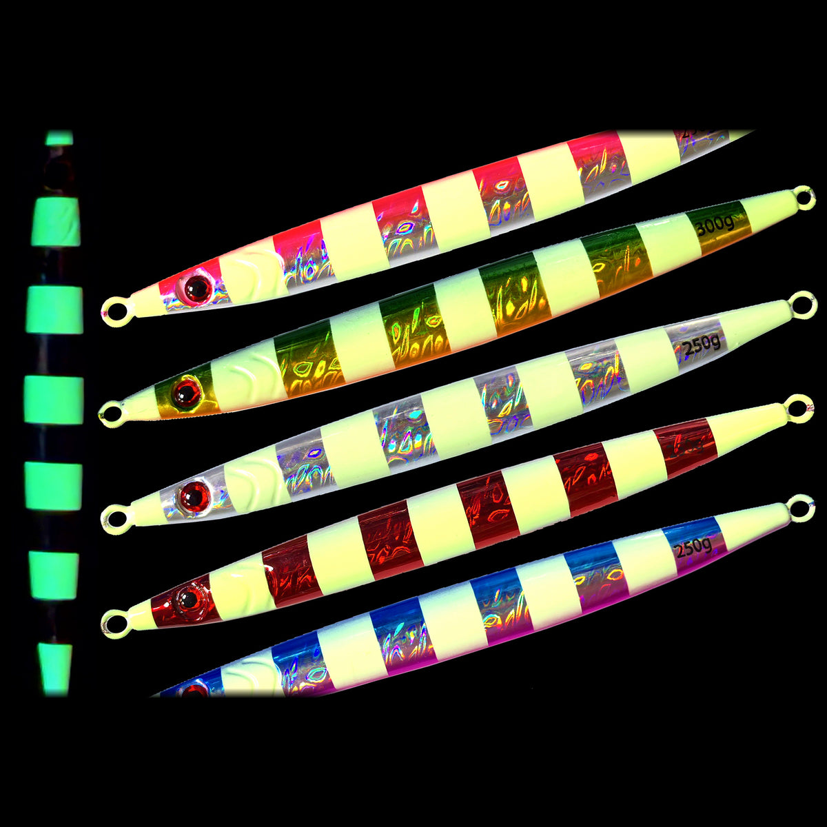 Glow Fast-Sink Metal Jig, 100–400 g (3.5–14.1 oz)