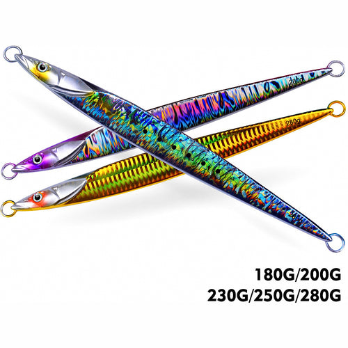 Long Metal Speed Jig, Lead, 80–300 g (2.8–10.6 oz)