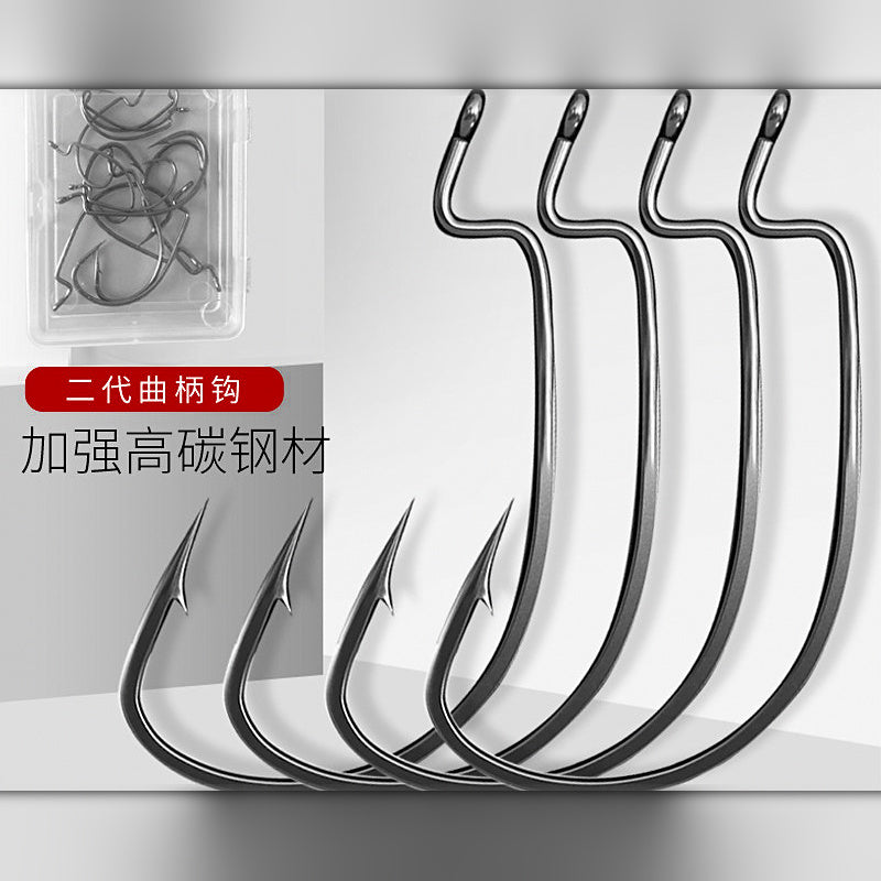Wide Gap Offset Worm Hooks, Barbed, Sizes #6–1/0