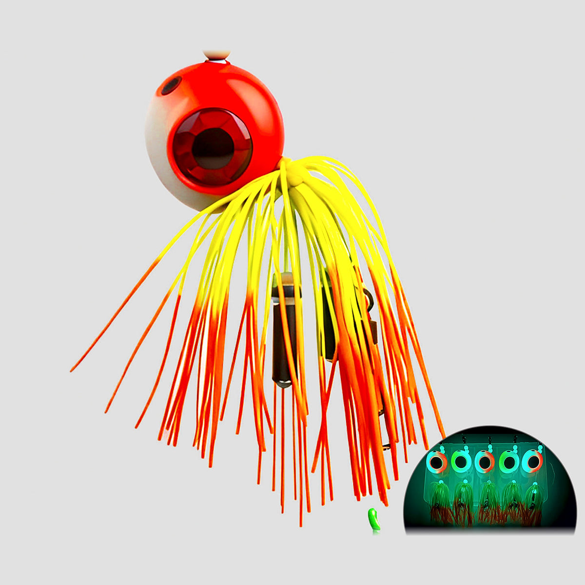 Glow Jig Head Rig, Streamer & Double Hooks, 60–500 g (2–18 oz)