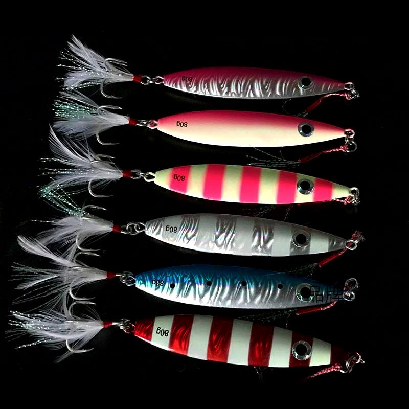 Slow Pitch Metal Jig, 80 g (2.8 oz), Hooked or Unhooked