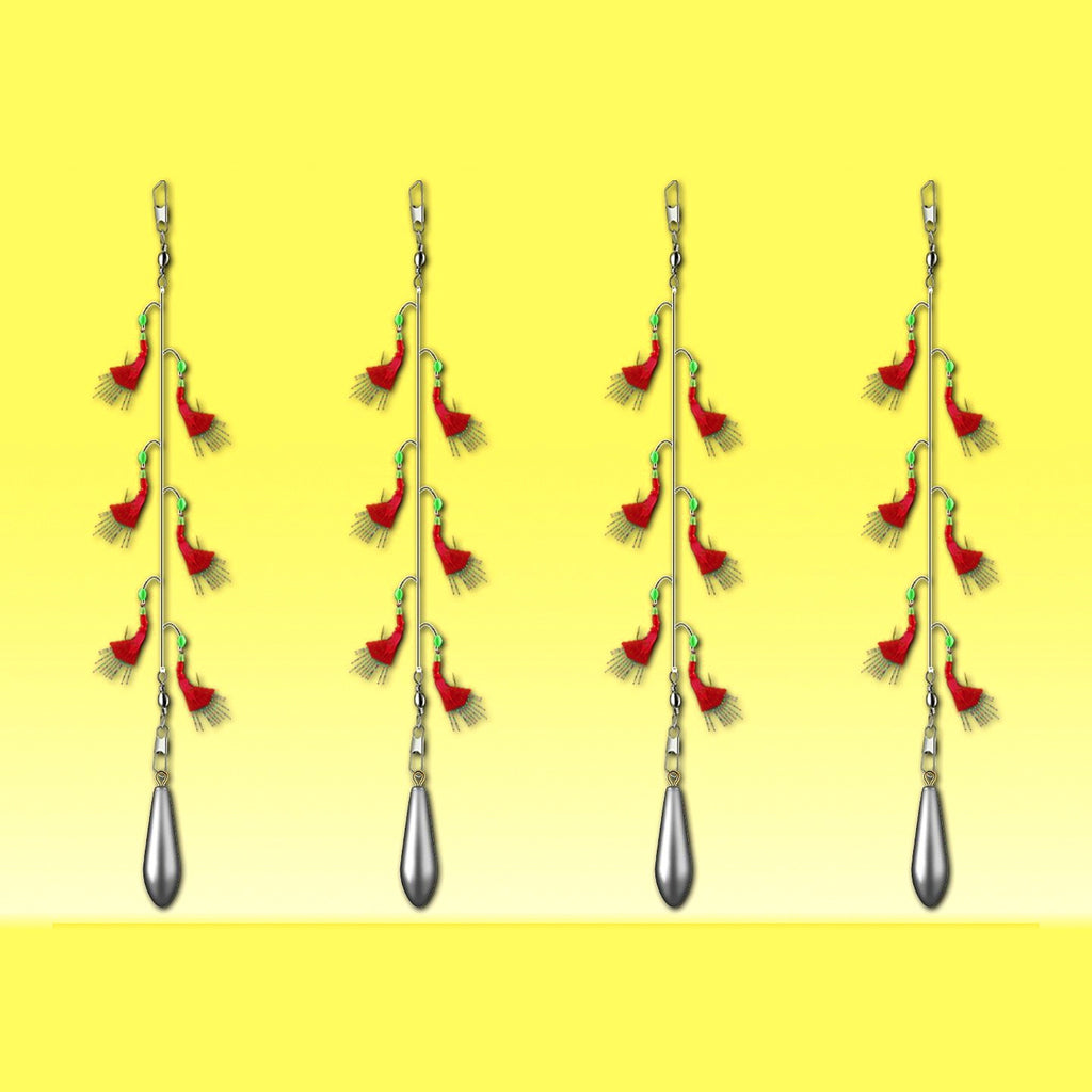 Fish Skin Bait Rig, 3 Rigs / 6 Hooks, Multi-Hook String Rig