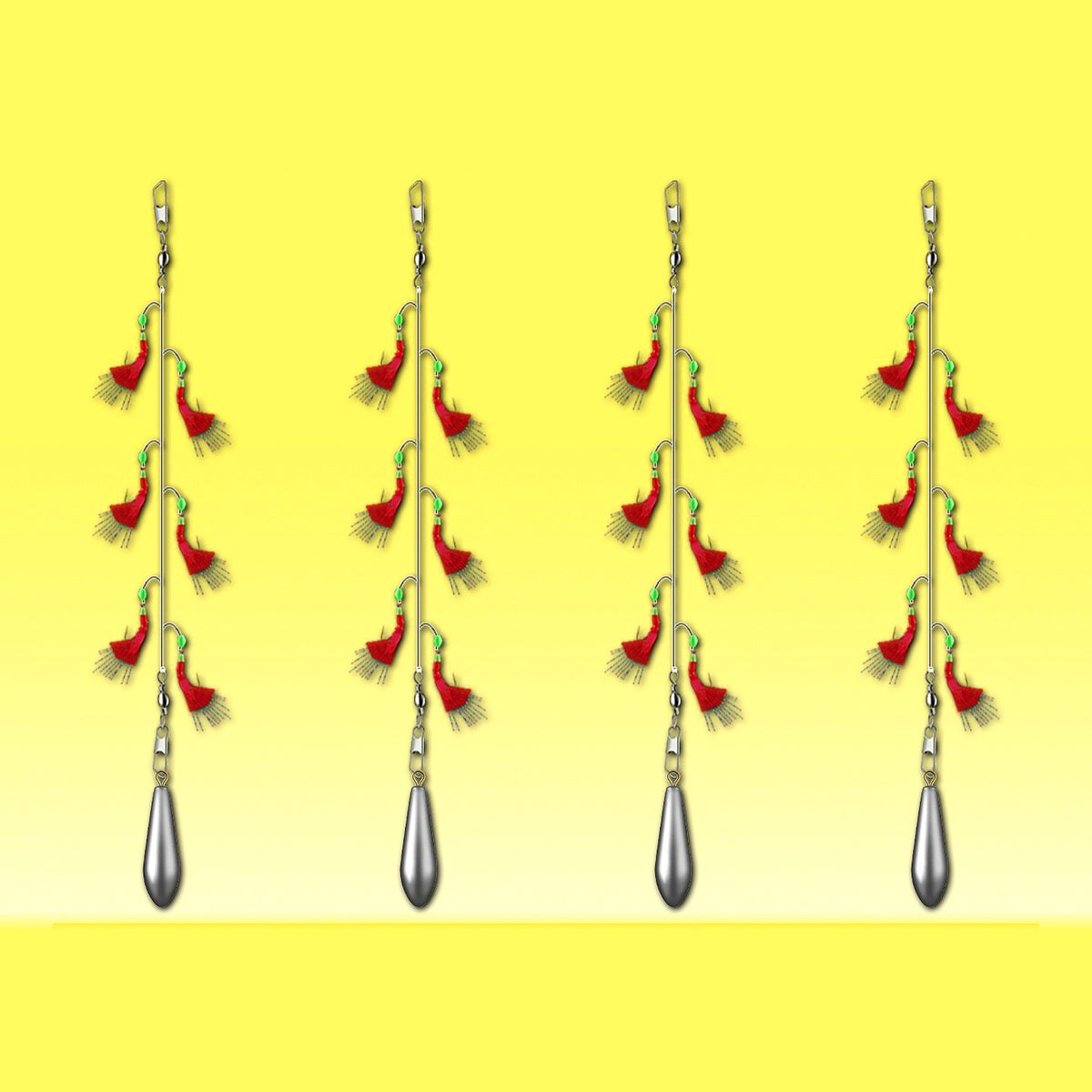Fish Skin Bait Rig, 3 Rigs / 6 Hooks, Multi-Hook String Rig