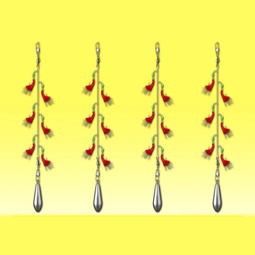 Fish Skin Bait Rig, 3 Rigs / 6 Hooks, Multi-Hook String Rig