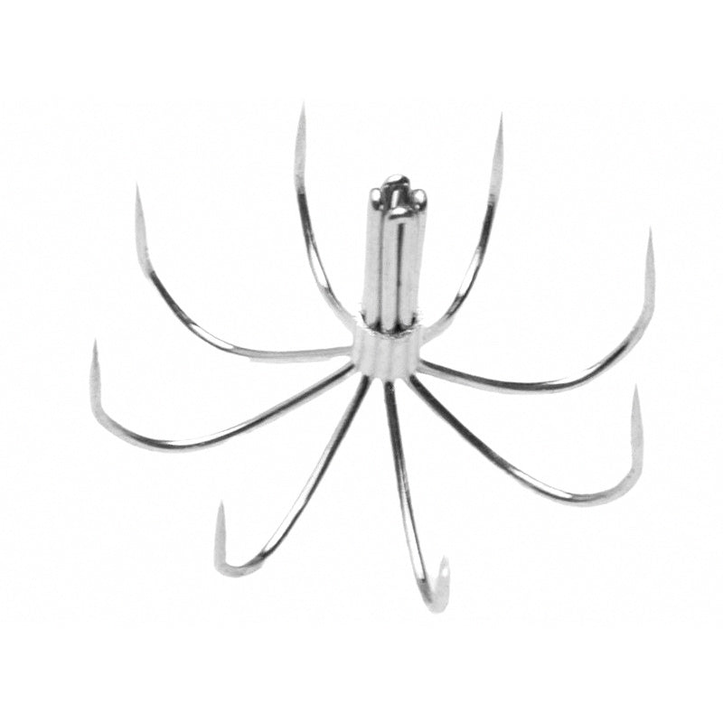 Barbless Squid Jig Hooks, 6 & 8 Prong, 26–40 mm