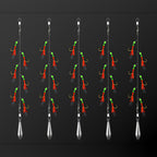 Red Fish Skin Hook Rig, 3 Rigs (6 Hooks), Sizes 5–17