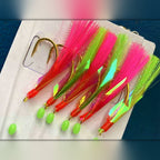 Bionic Sabiki Rig, 6 Hooks, Red & Green Two-Tone