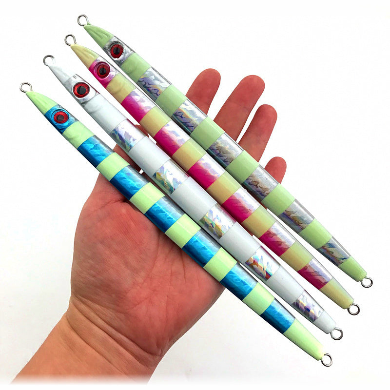 Long Fast-Sink Jig, 120–200 g (4.2–7 oz), Glow Stripe