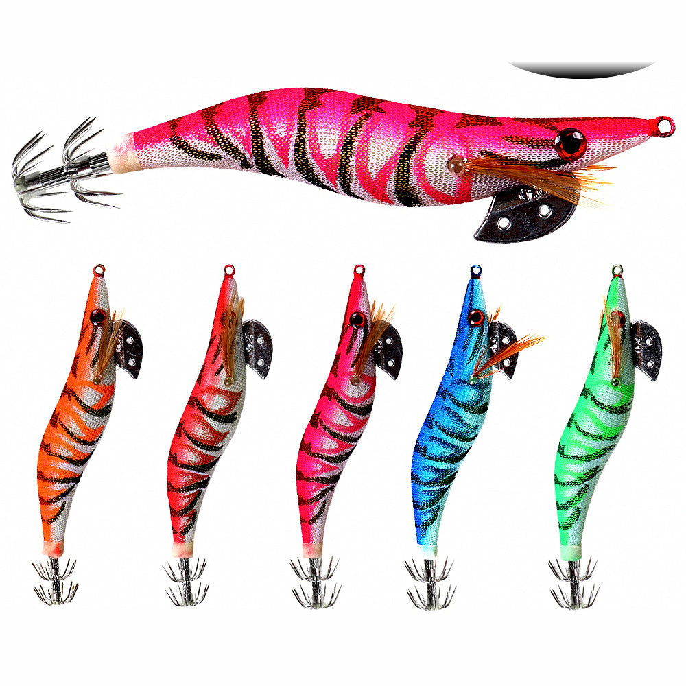 Glow Wooden Shrimp Squid Jig, Size 2.0–3.0