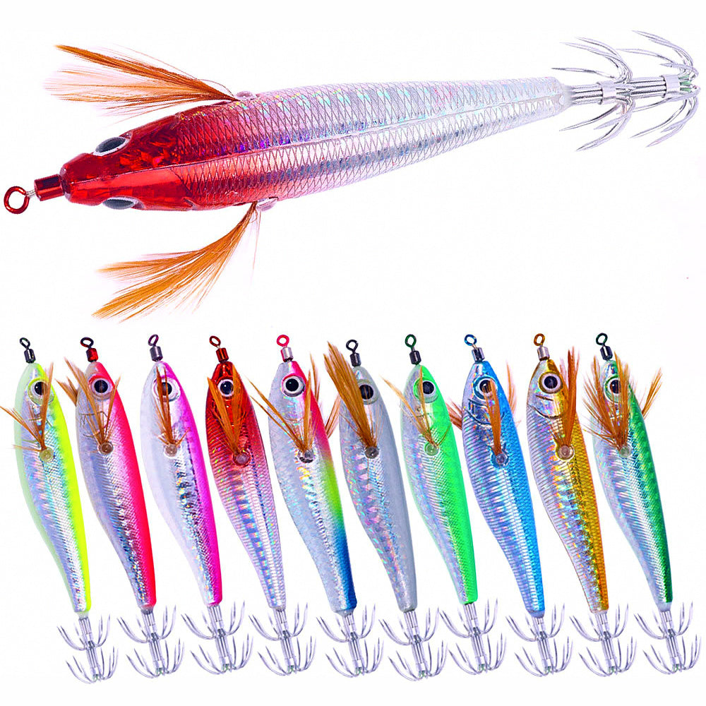 Glow Wooden Shrimp Squid Jig, 10 cm 9 g (0.3 oz)