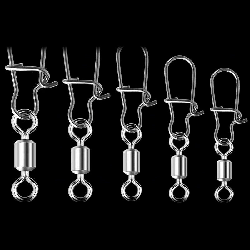 Safety Pin Snap Swivels, Sizes 2–14, 50 or 100 Pack