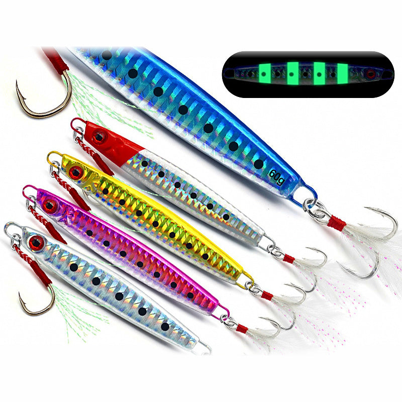 Metal Jig with Feathered Hook, 20–200 g (0.7–7.1 oz)