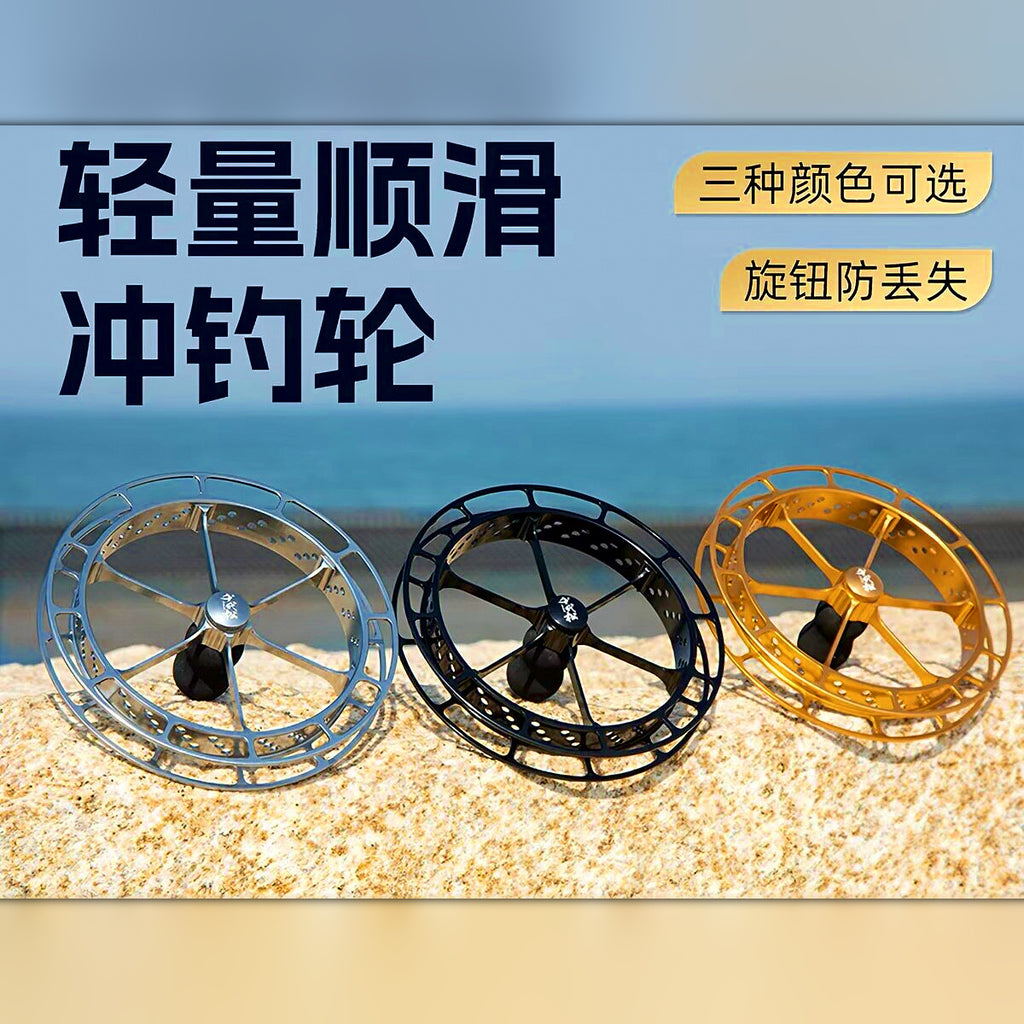 Hand-Operated Fishing Reel, 1:1 Ratio, Interchangeable Handle