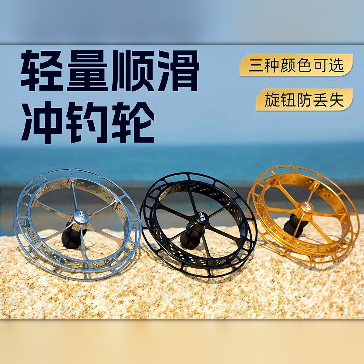 Hand-Operated Fishing Reel, 1:1 Ratio, Interchangeable Handle