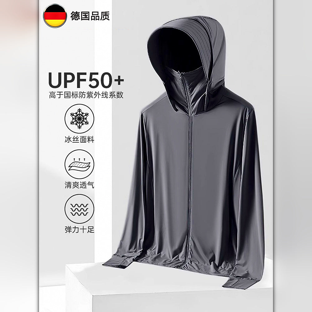 UPF 50+ Sun Protection Fishing Hoodie, Ice Silk Fabric