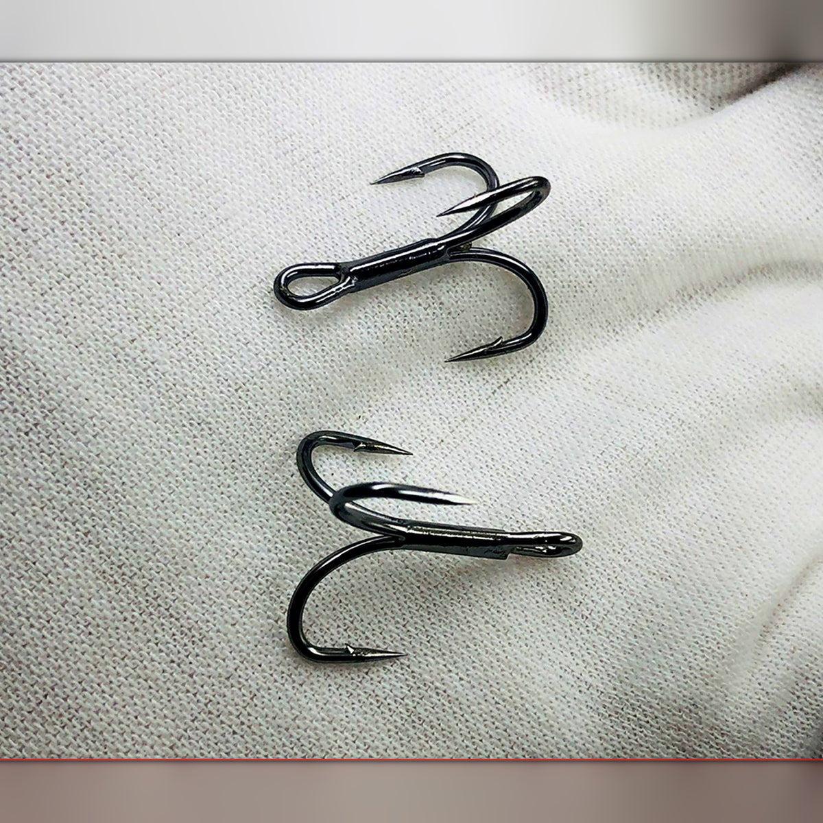 Black Nickel Treble Hooks with Barbs, Sizes 4–10, 10 Pack