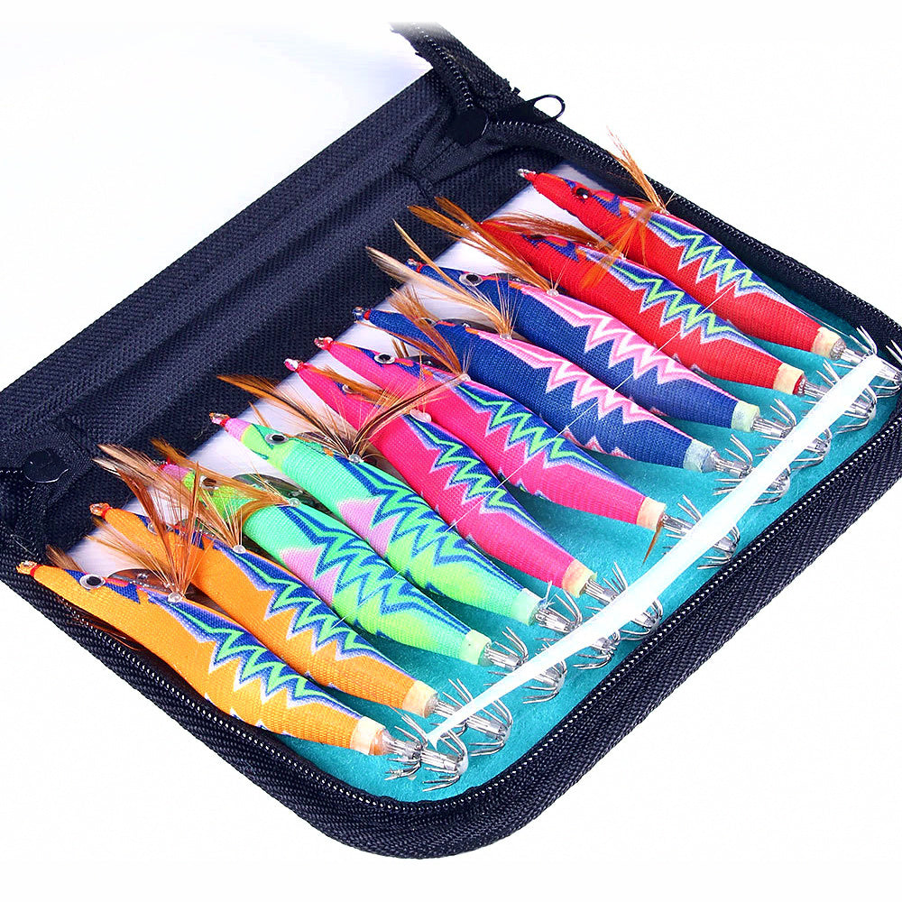 Glow Shrimp Squid Jig Set, Sizes #2.5, #3.0, #3.5