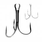 Treble Hooks, Barbed, Sizes 12 to 4/0, Silver, Black, Red