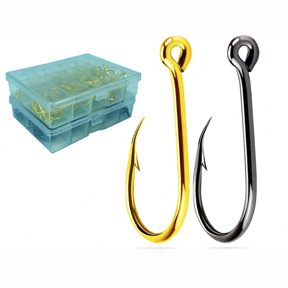 Iseni Fishing Hooks with Ring, Barbed, 100-Pack