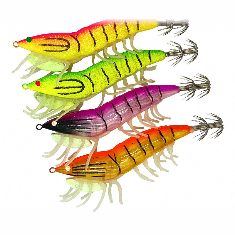 Glow Squid Jig, Soft Leg Shrimp with Rattle, Size 3.0 / 3.5
