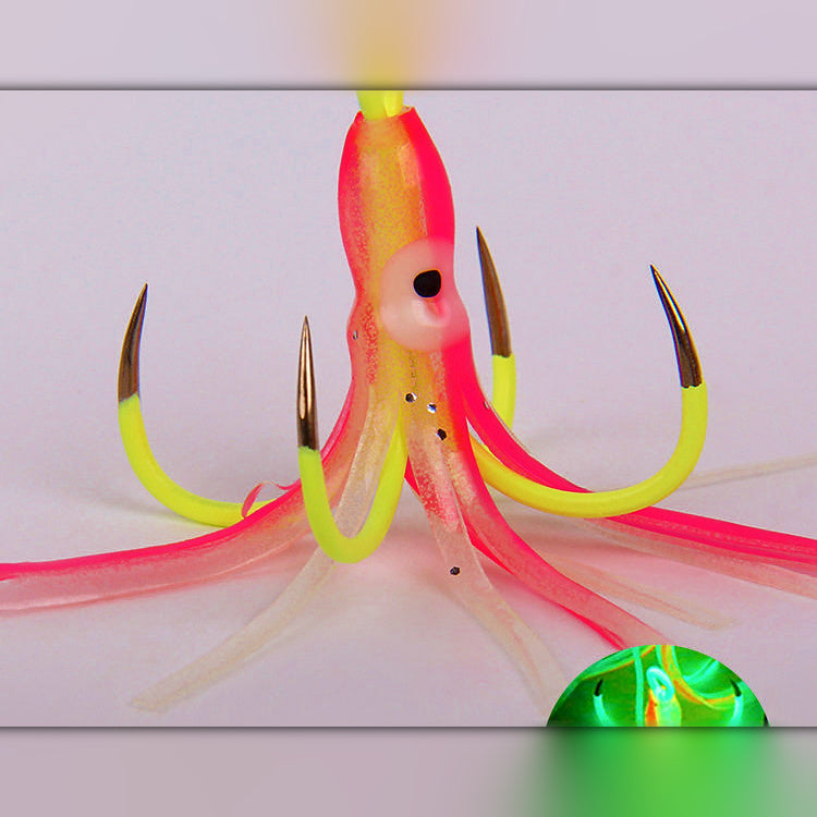 Glow 4-Prong Squid Jig Hook, #16 / #18