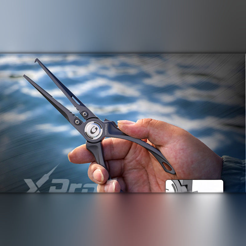 Long Nose Fishing Pliers, Stainless Steel with Line Cutter