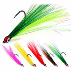 Feather Dressed Single Hook, Barbed, 5-Pack