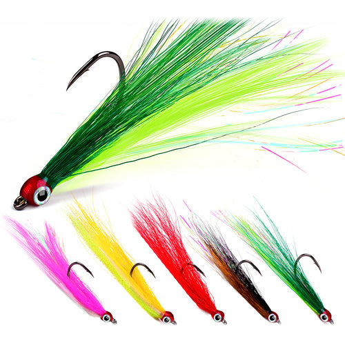 Feather Dressed Single Hook, Barbed, 5-Pack