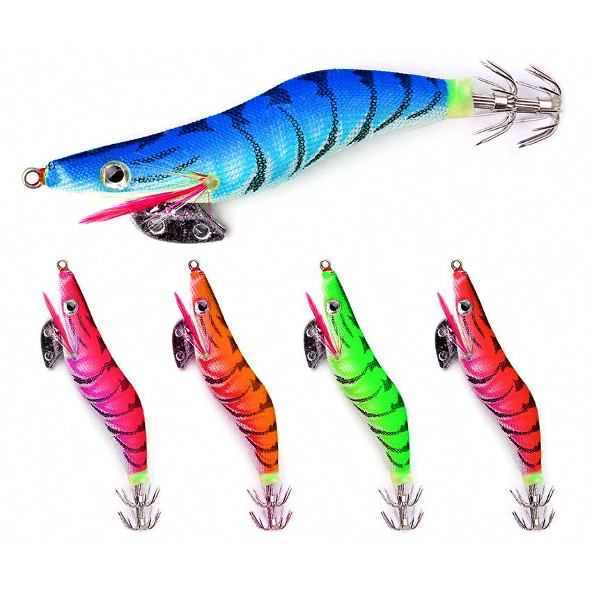 Glow Squid Jig, Wood Shrimp Lure, Size 2.0–3.0