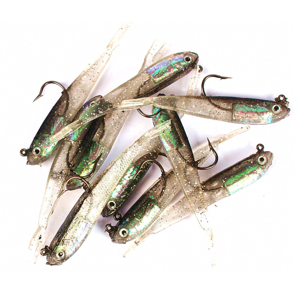 Rigged Soft Plastic Fish & Shrimp Lures, Jig Head, Glow