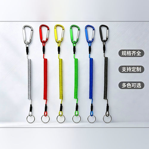 Retractable Coiled Lanyard with Carabiner, 1–3 m (3.3–9.8 ft)