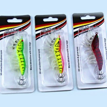 Glow Shrimp Squid Jig with 3D Eyes and Soft Legs