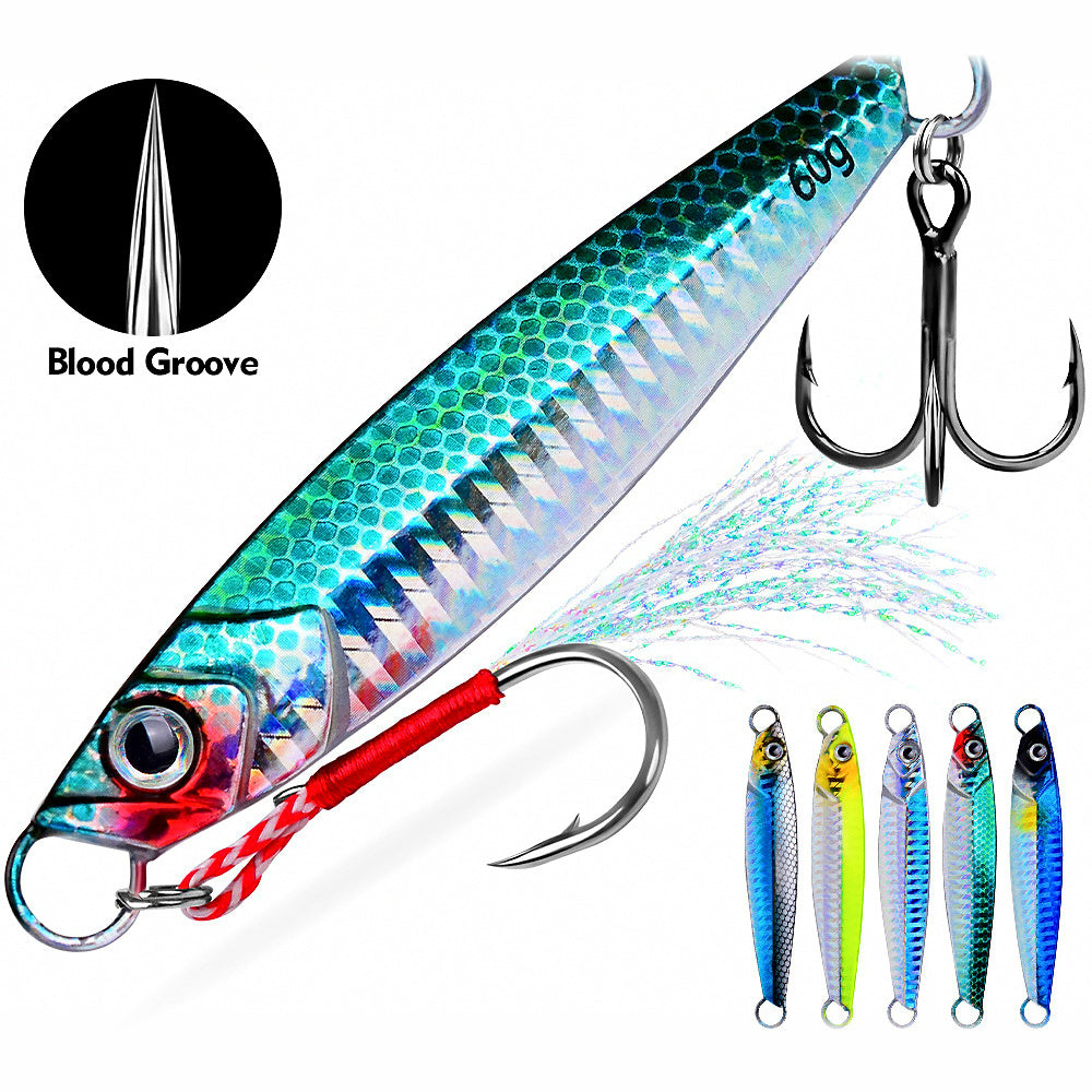 Metal Jig with Double Hooks, 17–60 g (0.6–2.1 oz)