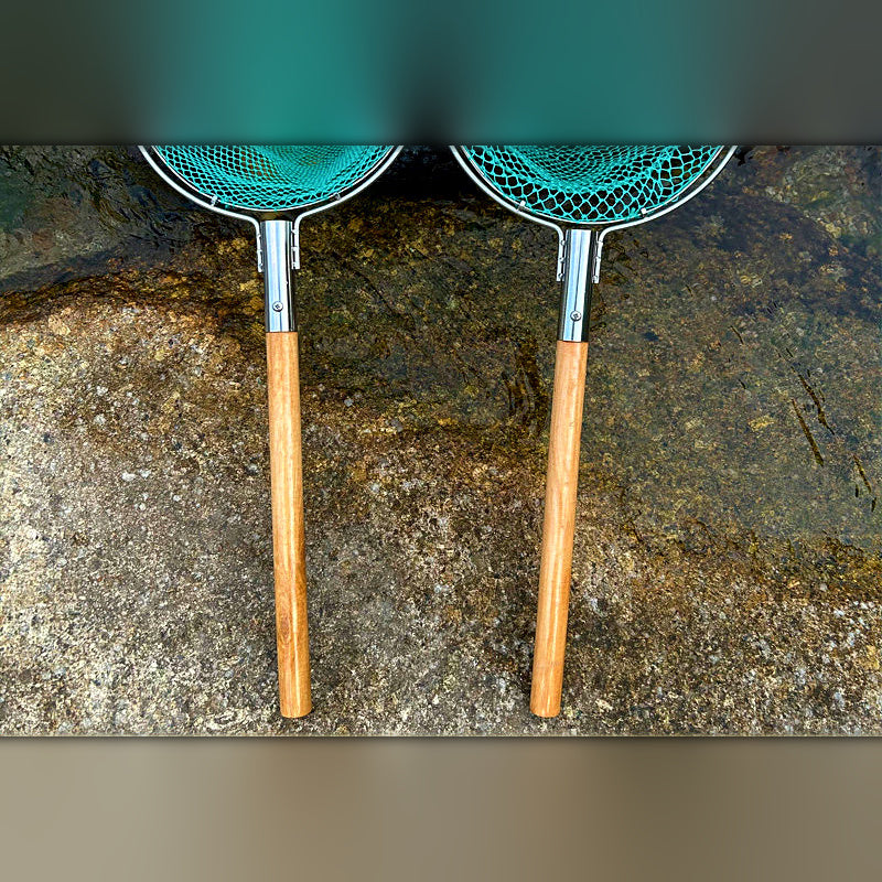 Stainless Steel Landing Net with Wood Handle, Double Ring