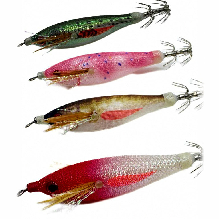 Glow Wing Wood Shrimp Squid Jig, 8 cm 6 g (0.2 oz)
