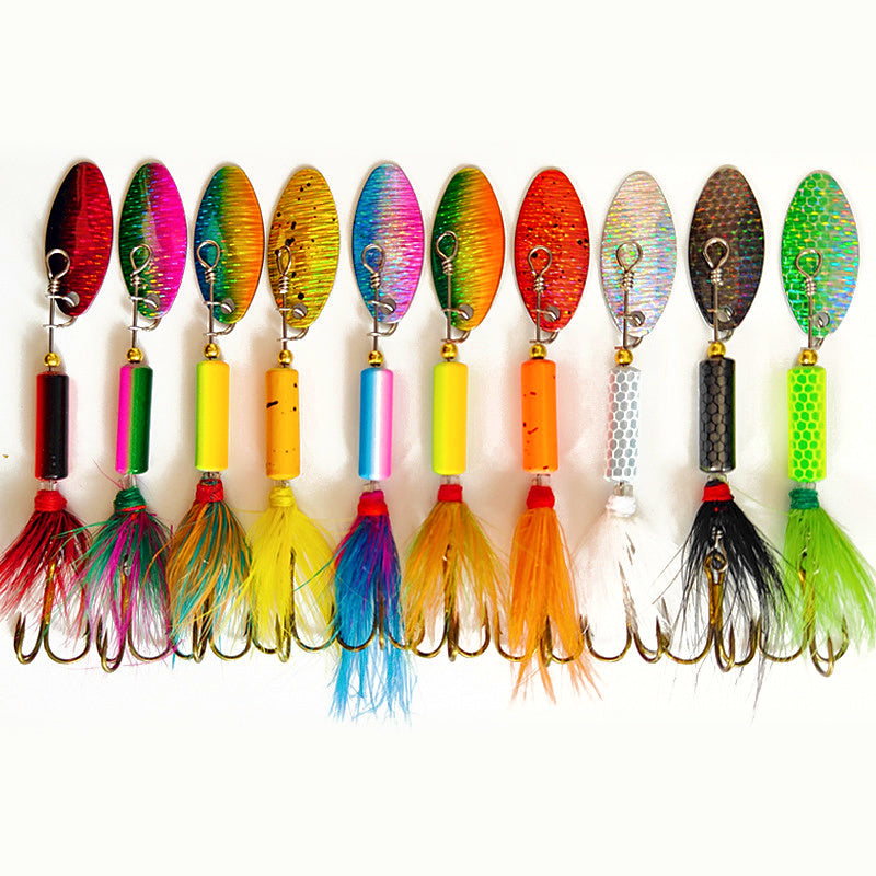 Spinner Spoon Lure, Feathered Hook, 4.3/7/9 g (0.15/0.25/0.32 oz)