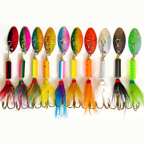 Spinner Spoon Lure, Feathered Hook, 4.3/7/9 g (0.15/0.25/0.32 oz)
