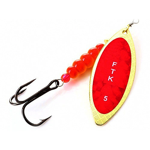 Spinner Blade Spoon Lure with Treble Hook, Sizes #1–#5