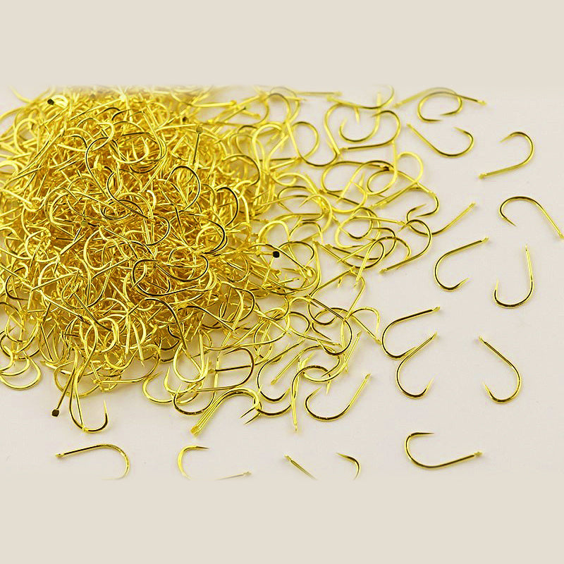 Gold Fine-Wire Bait Hooks, Barbed or Barbless, Size 1–13