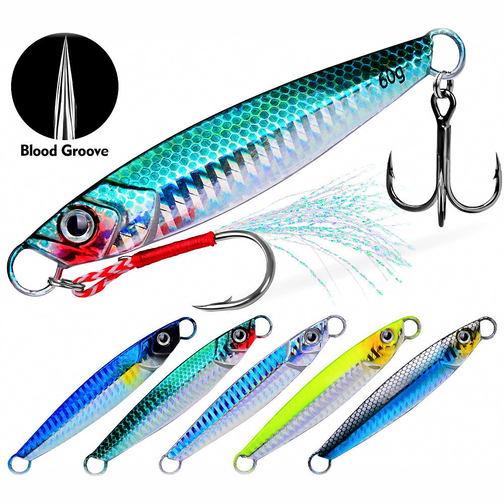 Saltwater Metal Jig with Double Hook, 17–60 g (0.6–2.1 oz)