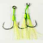 Glow Slow Pitch Double Assist Hook Set, Barbed, 1/0–3/0