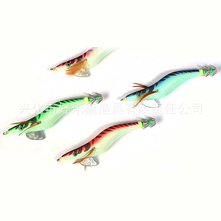 Wooden Shrimp Squid Jig (Egi), Glow, Sizes 2.0–5.0